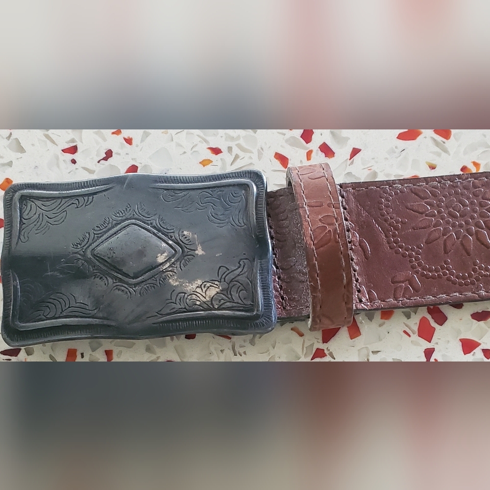Wems leather belt with western buckle
